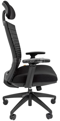 Chairman 285 N чёрное офисное кресло (нейлон, сетчатый акрил, пластик, газпатрон 3 кл, ролики, механизм качания)