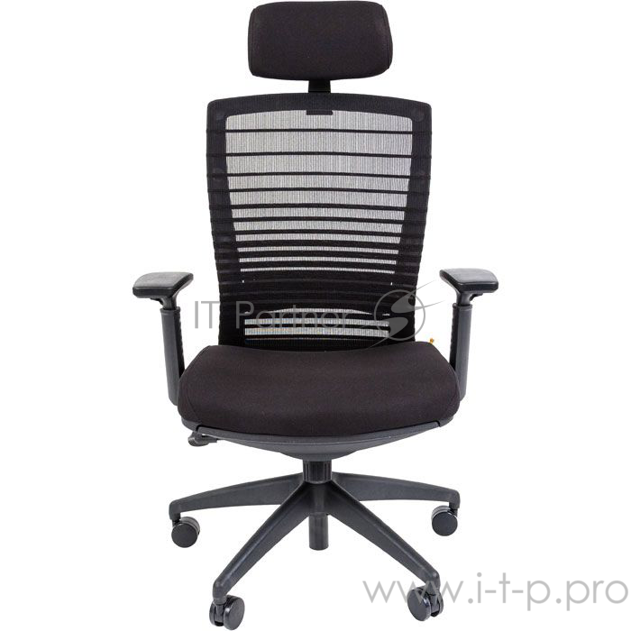 Chairman 285 N чёрное офисное кресло (нейлон, сетчатый акрил, пластик, газпатрон 3 кл, ролики, механизм качания)