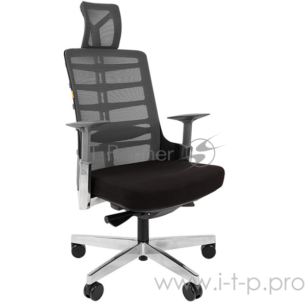 Chairman SPINELLY чёрно-серое Офисное кресло (ткань, сетчатый акрил, пластик/металл, газпатрон 4 кл, ролики, механизм качания)