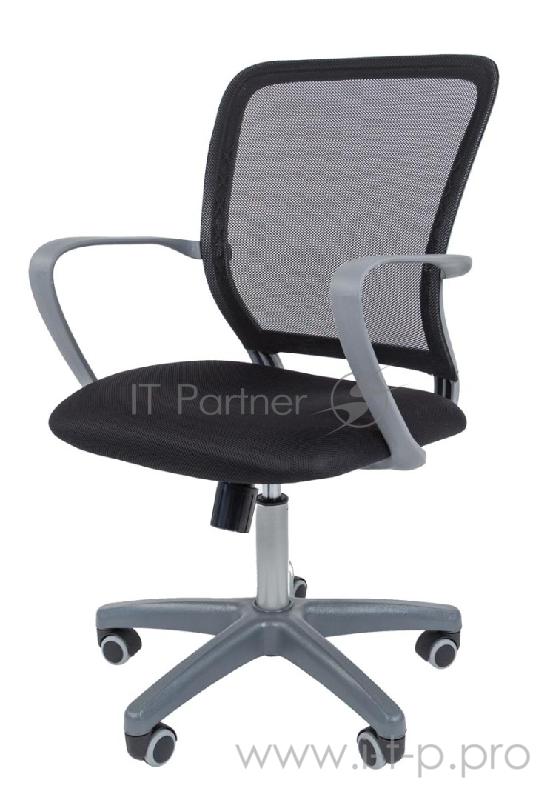 Chairman 698 чёрное офисное кресло (ткань, спинка сетка, серебристый пластик, газпатрон 3 кл)