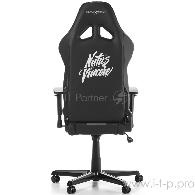 DXRacer Racing Natus Vincere Игровое кресло чёрно-серо-жёлтое (OH/RZ60/NGY, экокожа, регулируемый угол наклона, механизм качания)