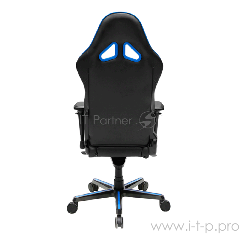 DXRacer Racing Игровое кресло чёрно-синее (OH/RJ001/NB, экокожа, регулируемый угол наклона, механизм качания)