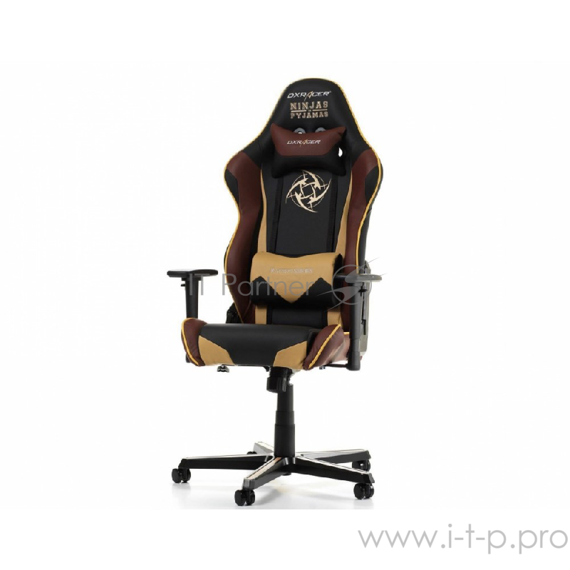 DXRacer Racing Ninjas in Pyjamas Игровое кресло чёрно-коричневое (OH/RE126/NCC/NIP, экокожа, регулируемый угол наклона, механизм качания)