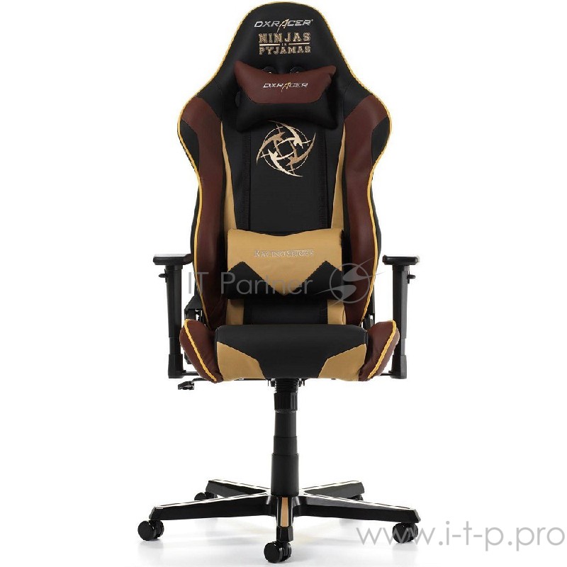 DXRacer Racing Ninjas in Pyjamas Игровое кресло чёрно-коричневое (OH/RE126/NCC/NIP, экокожа, регулируемый угол наклона, механизм качания)