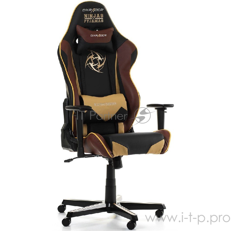 DXRacer Racing Ninjas in Pyjamas Игровое кресло чёрно-коричневое (OH/RE126/NCC/NIP, экокожа, регулируемый угол наклона, механизм качания)