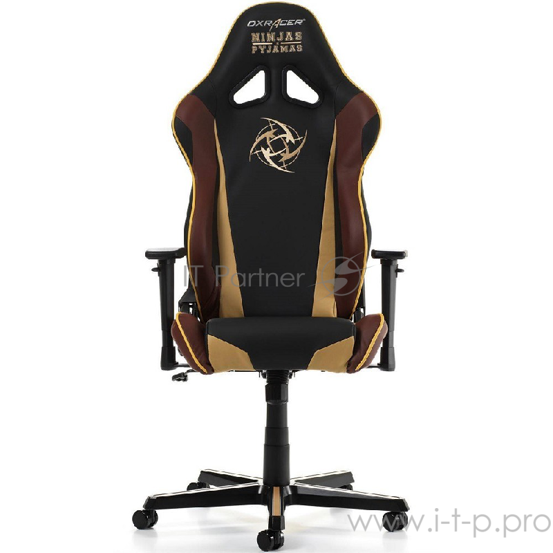 DXRacer Racing Ninjas in Pyjamas Игровое кресло чёрно-коричневое (OH/RE126/NCC/NIP, экокожа, регулируемый угол наклона, механизм качания)