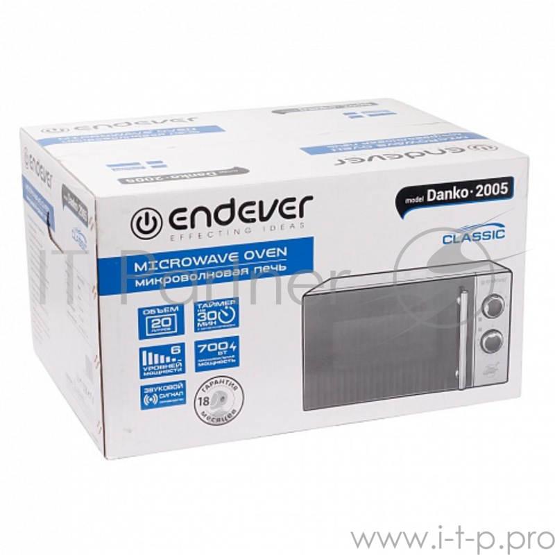Микроволновая печь ENDEVER Danko 2005, 20 л., мех. управ, 700 Вт., серебристый