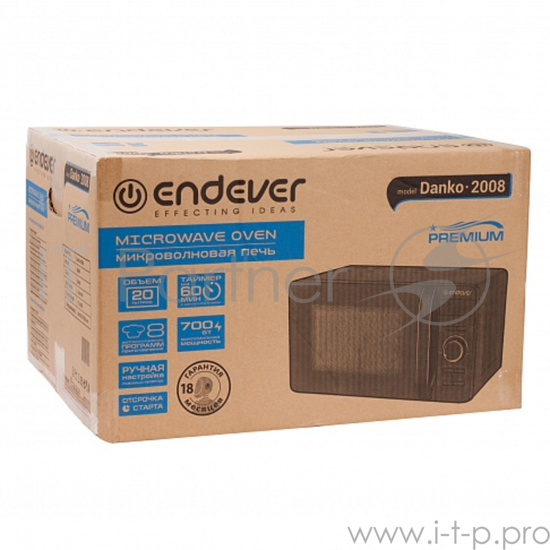 Микроволновая печь ENDEVER Danko 2008, 20 л., кнопочное управление, 700 Вт., чёрный