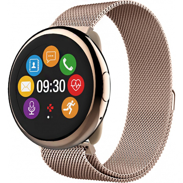 Смарт-часы MyKronoz ZeRound2HR Elite розовое золото, миланский сетчатый браслет розовое золото