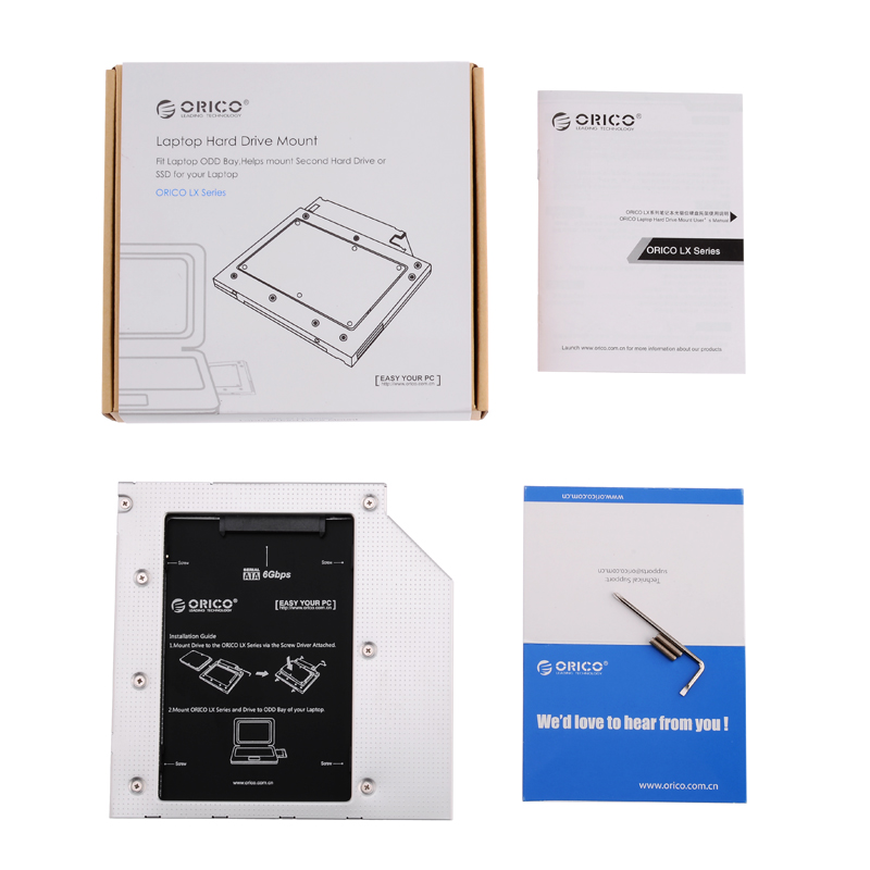 Контейнер для HDD ORICO L95SS-SV Салазки для подключения HDD 2,5'' в отсек привода ноутбук