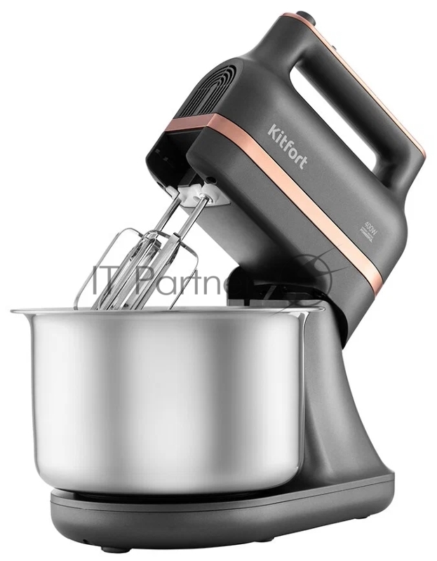 1369-КТ Миксер Kitfort.Мощность: 400 Вт.Ёмкость чаши: 3,5 л.Материал чаши: нерж.сталь.