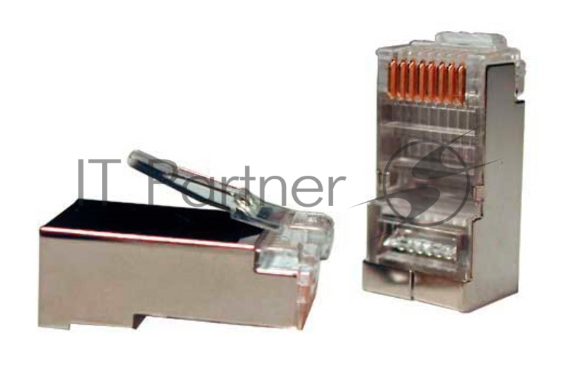 Разъемы Hyperline PLUG-8P8C-U-C5-SH-100 Разъем RJ-45(8P8C) под витую пару, категория 5e (50 µ/ 50 микродюймов), экранированный, универсальный (для одножильного и многожильного кабеля) (100 шт)