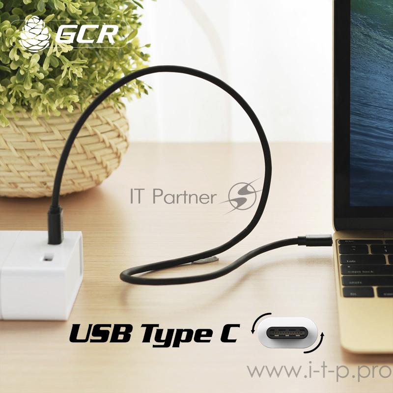 Кабель Greenconnect Кабель USB Type C 1.0m черный, 28/28 AWG, CM / USB 2.0 AM, экран, армированный, морозостойкий (GCR-UC1AM-BB2S-1.0m)