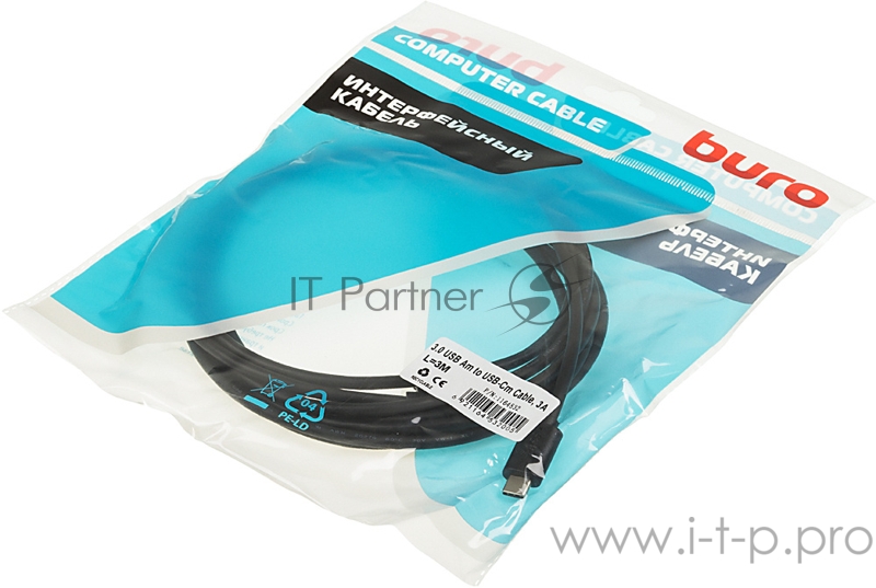 Кабель Buro BHP USB-TPC-3 USB 3.0 A(m) USB Type-C (m) 3м черный