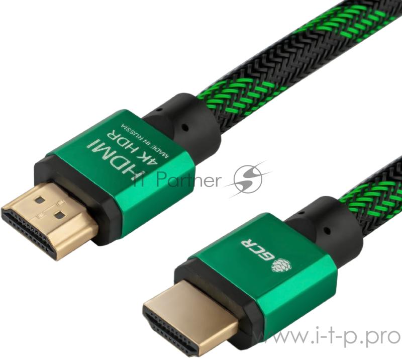 Greenconnect Кабель 1.0m HDMI версия 2.0, HDR 4:2:2, Ultra HD, 4K 60 fps 60Hz/5K*30Hz, 3D, AUDIO, 18.0 Гбит/с, 28/28 AWG, OD7.3mm, тройной экран, BICOLOR нейлон, AL корпус зеленый, GCR-51485 Greenconnect Кабель 1.0m HDMI версия 2.0, HDR 4:2:2, Ultra
