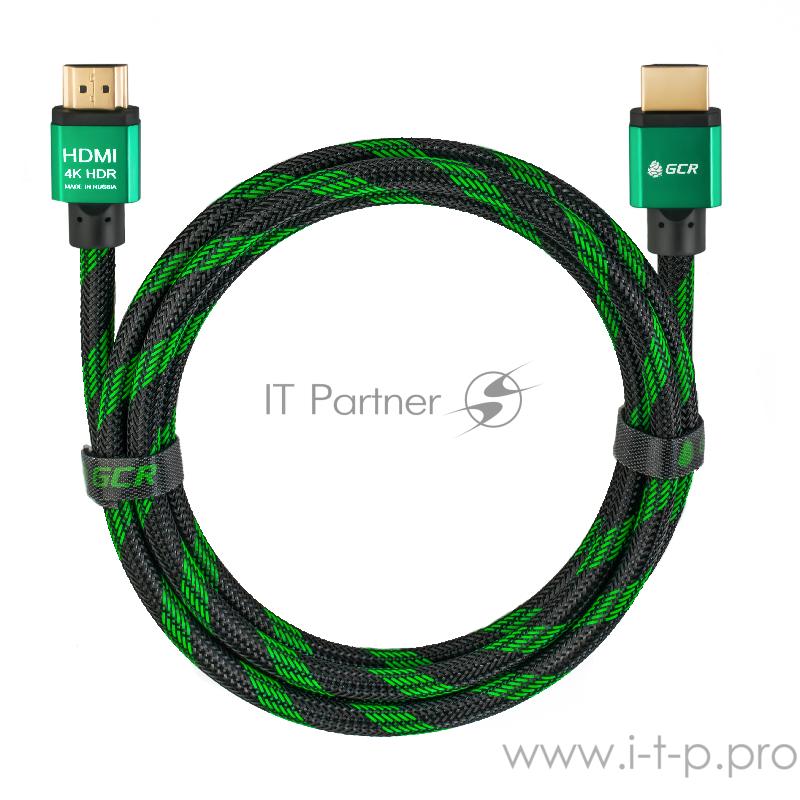 Greenconnect Кабель 1.0m HDMI версия 2.0, HDR 4:2:2, Ultra HD, 4K 60 fps 60Hz/5K*30Hz, 3D, AUDIO, 18.0 Гбит/с, 28/28 AWG, OD7.3mm, тройной экран, BICOLOR нейлон, AL корпус зеленый, GCR-51485 Greenconnect Кабель 1.0m HDMI версия 2.0, HDR 4:2:2, Ultra