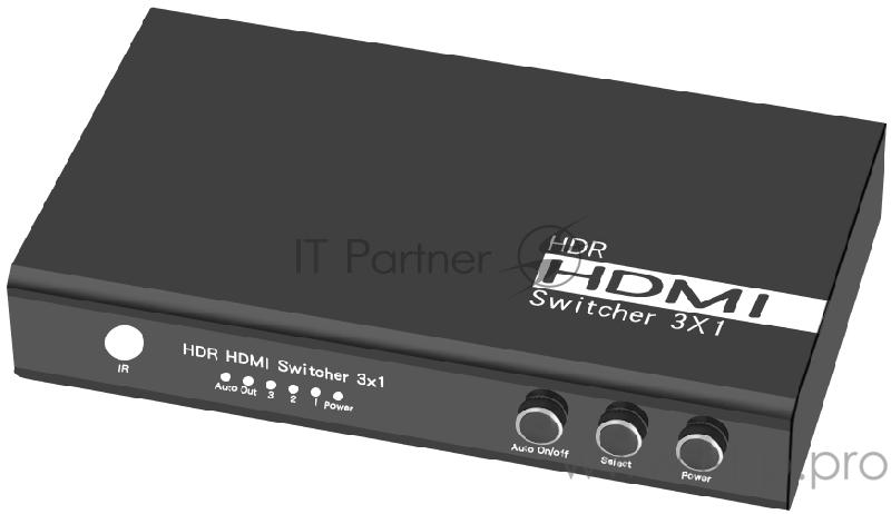 Greenconnect Переключатель HDMI 2.0, 3х1, 4Kx2K 60Hz автоматическое переключение, пульт ДУ, GL-VS3 Greenconnect Переключатель HDMI 2.0, 3х1, 4Kx2K 60Hz автоматическое переключение, пульт ДУ, GL-VS3