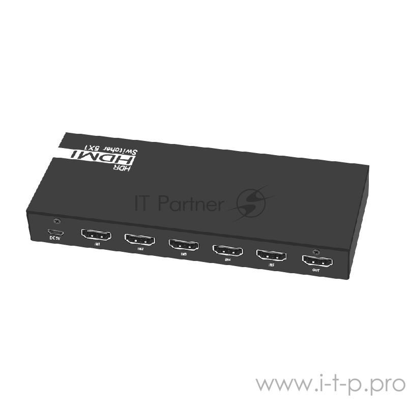 Greenconnect Переключатель HDMI 2.0, 5х1, 4Kx2K 60Hz автоматическое переключение, пульт ДУ, GL-VS5 Greenconnect Переключатель HDMI 2.0, 5х1, 4Kx2K 60Hz автоматическое переключение, пульт ДУ, GL-VS5