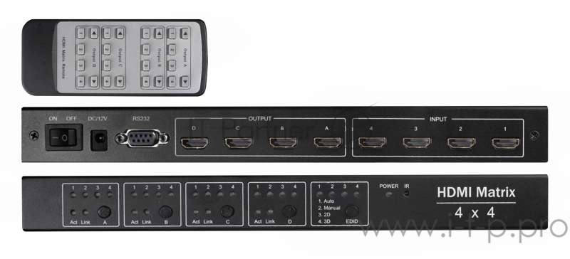 Greenconnect Матричный переключатель HDMI 4 x 4 Greenline, 4Kx2K, RS232, GL-v404 Greenconnect Матричный переключатель HDMI 4 x 4 Greenline, 4Kx2K, RS232, GL-v404