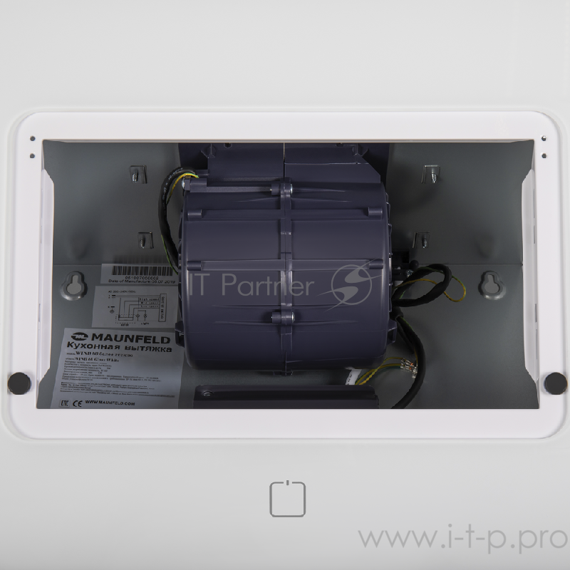 Вытяжка MAUNFELD WIND 50 Белый наклонная, 50см, сенсорное управление, 700м3, площадь кухни до 25м2, 3 скорости, светодиодное освещение, в опции: угольный фильтр CF150-2шт, белый