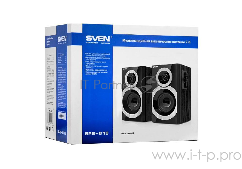 Колонки Sven SPS-619 2.0 (2x10W) дерево, black/silver