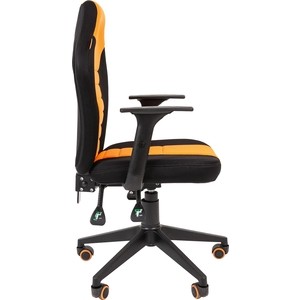 Игровое кресло Chairman game 8 чёрное/оранжевое (ткань, пластик, газпатрон 3 кл, ролики, механизм качания)