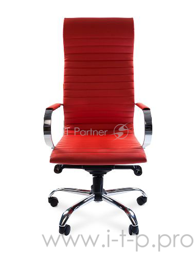 Офисное кресло Chairman 710 красное (экокожа, хромированный металл, газпатрон 3 кл, ролики, механизм качания)