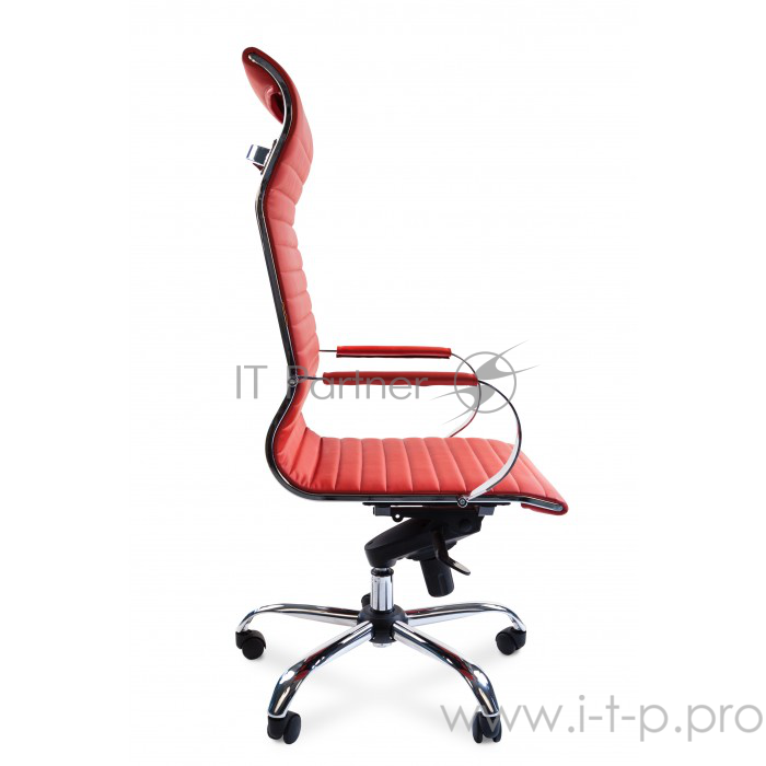 Офисное кресло Chairman 710 красное (экокожа, хромированный металл, газпатрон 3 кл, ролики, механизм качания)