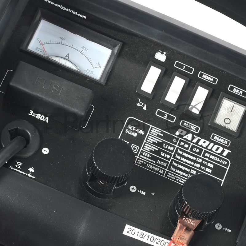 Устройство пуско-зарядное PATRIOT BCT-600 Start 220В±15% 3300Вт 12/24В з/п88.0/500А 120-900А/ч 25к