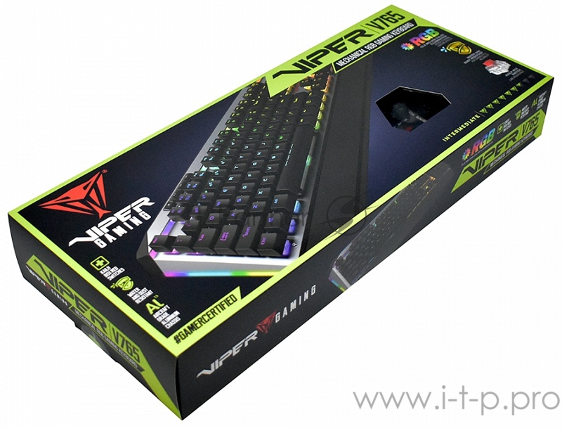 Игровая клавиатура Patriot Viper V765 (Kailh White box switches, аллюминиевая рама, RGB подсветка, водо-пылезащита, USB)