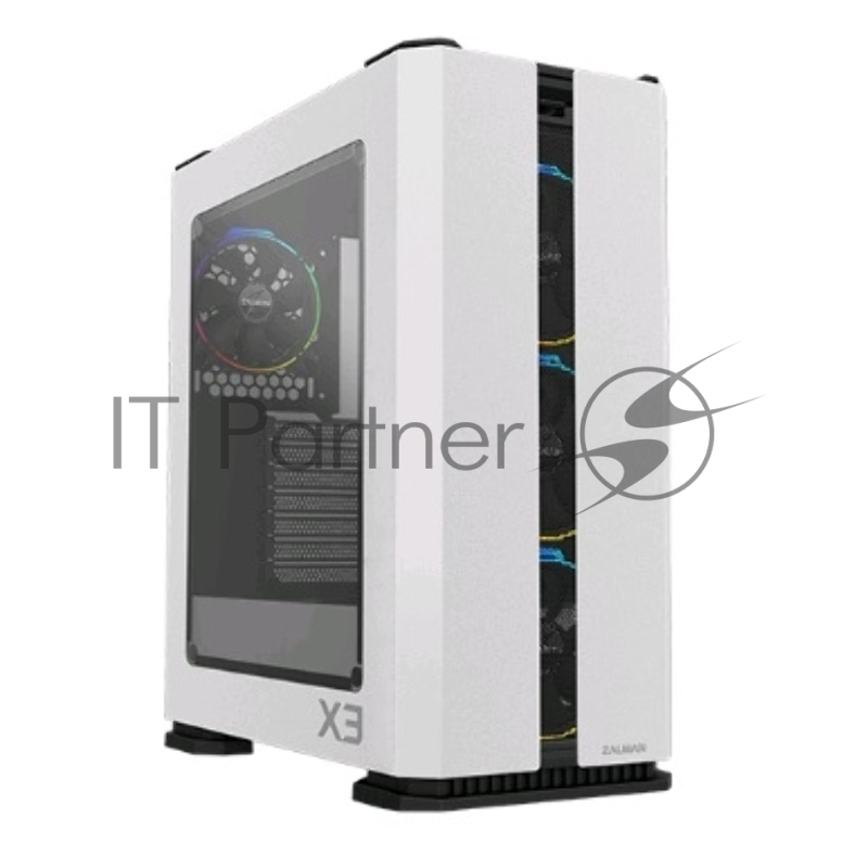 Корпус ZALMAN X3, ATX, WHITE, WINDOW, 2x3.5, 2x2.5, 2xUSB2.0, 2xUSB3.0, FRONT 3x120mm RGB, REAR 1x120mm RGB