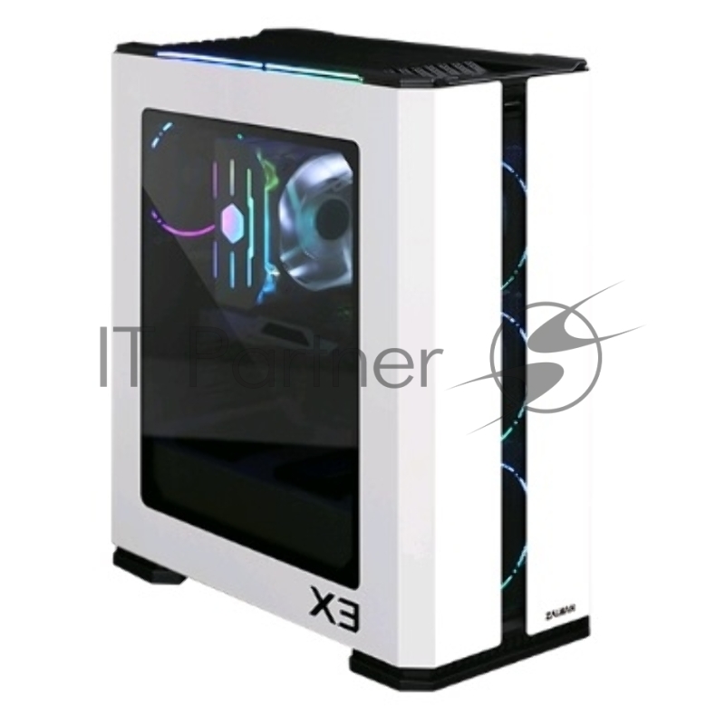 Корпус ZALMAN X3, ATX, WHITE, WINDOW, 2x3.5, 2x2.5, 2xUSB2.0, 2xUSB3.0, FRONT 3x120mm RGB, REAR 1x120mm RGB