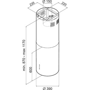 Вытяжка Kuppersberg Островная вытяжка, отвод/рециркуляция, 1000 м3/час, электронное кнопочное управление, таймер на отключение, 4 ступенчатая регулировка скорости, светодиодное освещение 2х2 Вт, анодированный алюминиевый жироулавливающий фильтр, угол