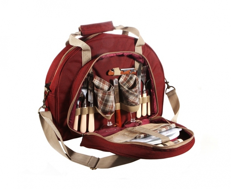 Набор для пикника Fiesta Duet (на 2 персоны, цвет бордовый, набор посуды + изотермическое отделение, вес 2кг)