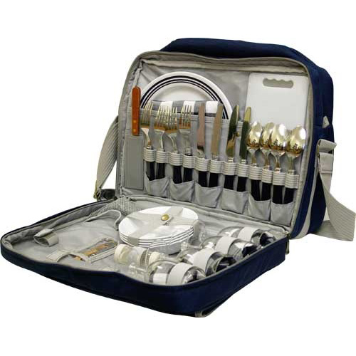 Набор для пикника Fiesta Gurman на 4 персоны, цвет синий, набор посуды + изотермическое отделение, вес 3.4кг)