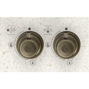 Встраиваемые газовые панели Korting NeoClassic, серия Korting 1889, 60x51 см, газовая, независимая, электроподжиг, газ-контроль, утопленные чугунные решетки, адаптер для WOK-конфорки, песочный