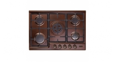 Встраиваемая газовая панель Korting HG 7115 CTRC / 5 конфорок, электроподжиг, газ-контроль, утопленные чугунные решетки, латунные переключатели, адаптер для WOK-конфорки, медный