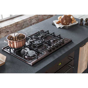 Встраиваемая газовая панель Korting HG 7115 CTRC / 5 конфорок, электроподжиг, газ-контроль, утопленные чугунные решетки, латунные переключатели, адаптер для WOK-конфорки, медный