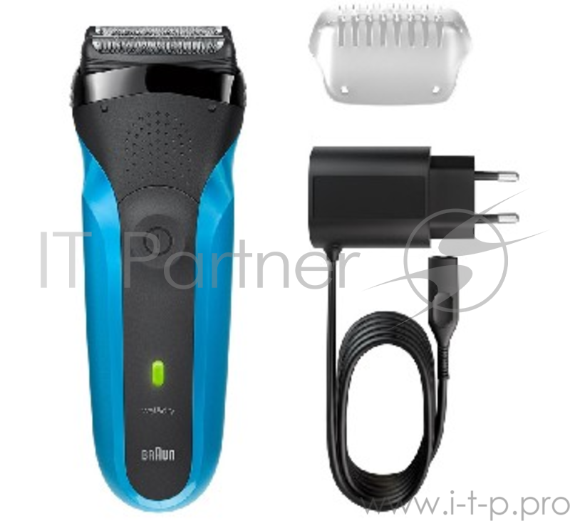 Бритва BRAUN 310S BLACK сеточная система бритья сухое / влажное бритье работает от аккумулятора 2 бритвенные головки плавающие головки подвижный бритвенный блок водонепроницаемый корпус