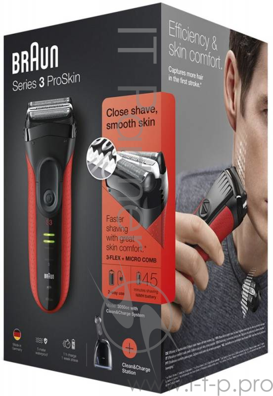 Бритва Braun 3050cc Series 3 red/black