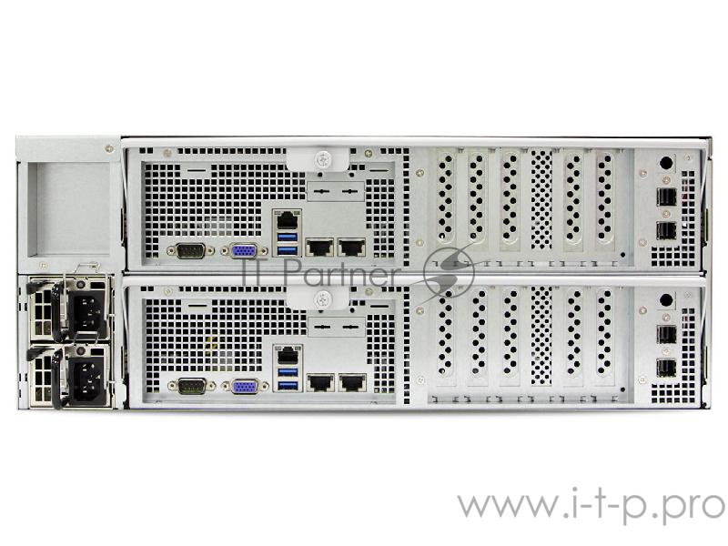 Серверная платформа HA401-LB, 4U, 24xSATA/SAS HS 3,5/2,5 universal bay, 2 x canister (AIC Libra ( 2xs2011-R3, 16xDDR4 DIMM, 2x10GbE+2x1GbE, LSI 3008 SAS IOC (RAID 0/1/1E/10), dedicated BMC port, ASP2400, 4* 9mm 2.5 internal bay, 12G expander board wi