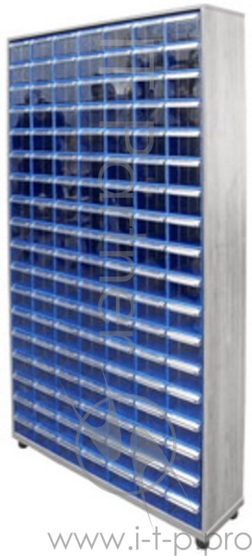 Шкаф СТЕЛЛА С-2-126 синий/прозрачный в сборе на 126коробов лдсп