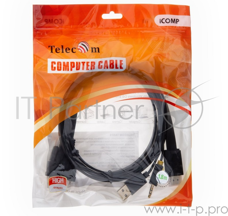Кабель-переходник VGA+audio+USB --> HDMI_M/M 1,8м Telecom <TA575-1.8M>