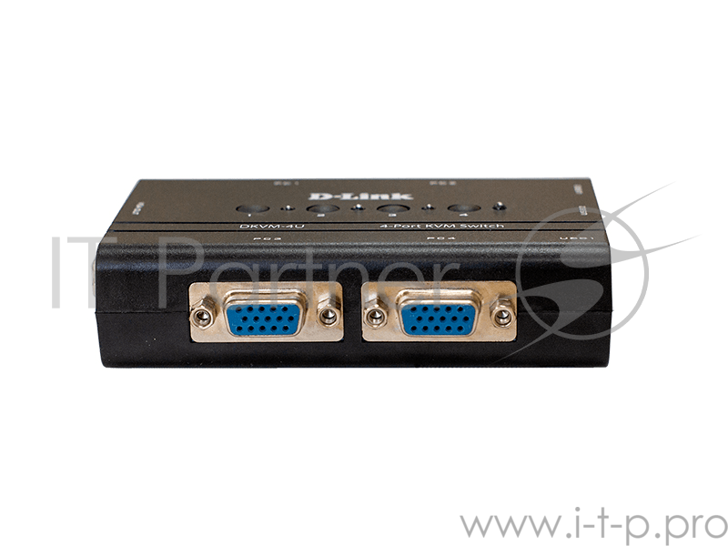 Переключатель D-Link 4-port D-Link Switch with VGA and USB ports. Control 4 computers from a single keyboard, monitor, mouse, video up to 2048 x 1536, with 2x cables