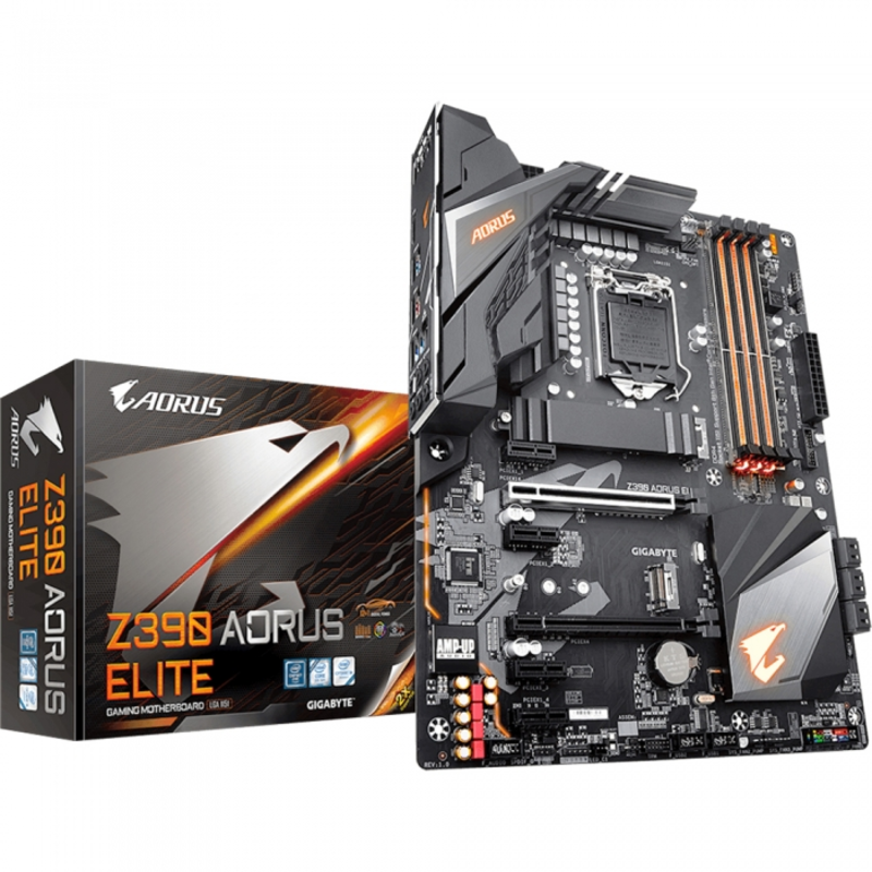 Материнская плата Z390 AORUS ELITE (Star Wars Edition), Socket 1151, Intel®Z390, 4xDDR4-2666, HDMI, 2xPCI-Ex16, 4xPCI-Ex1, 6xSATA3(RAID 0/1/5/10), 2xM.2, 8Ch Audio, 1xGLan, (4+4)xUSB2.0, (6+2)xUSB3.1, (0+1)xUSB3.1 Type-C™, ATX, RTL, {8}