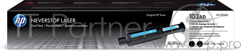 Тонер Картридж HP 103 W1103AD черный x2уп. (5000стр.) для HP Neverstop Laser