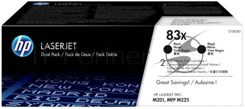 Тонер Картридж HP 83X CF283XD черный x2уп. (4400стр.) для HP LJ Pro M201/M225