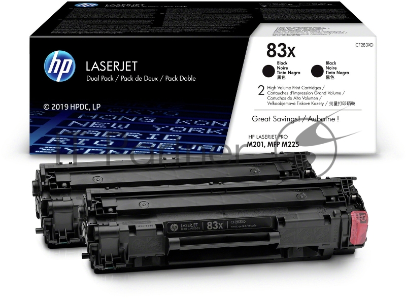Тонер Картридж HP 83X CF283XD черный x2уп. (4400стр.) для HP LJ Pro M201/M225
