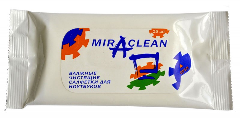 Салфетки Miraclean (24132), Влажные салфетки для ноутбуков (15 шт.), в мягкой упаковке