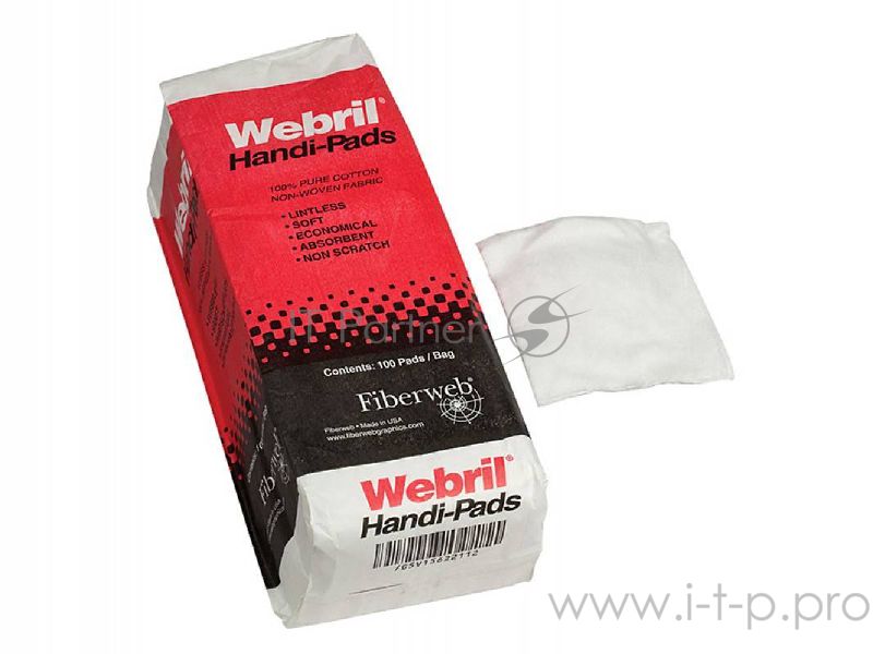 Салфетки для очистки фотобарабанов, ворсовые, 100% хлопок Handi-Pads (Katun/Webril) пак/100шт